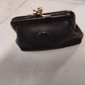 Black Textured Coin Purse with Gold Clasp